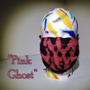 Hand-dyed 100% Cotton Pleated Face Covering - “Pink Ghost”